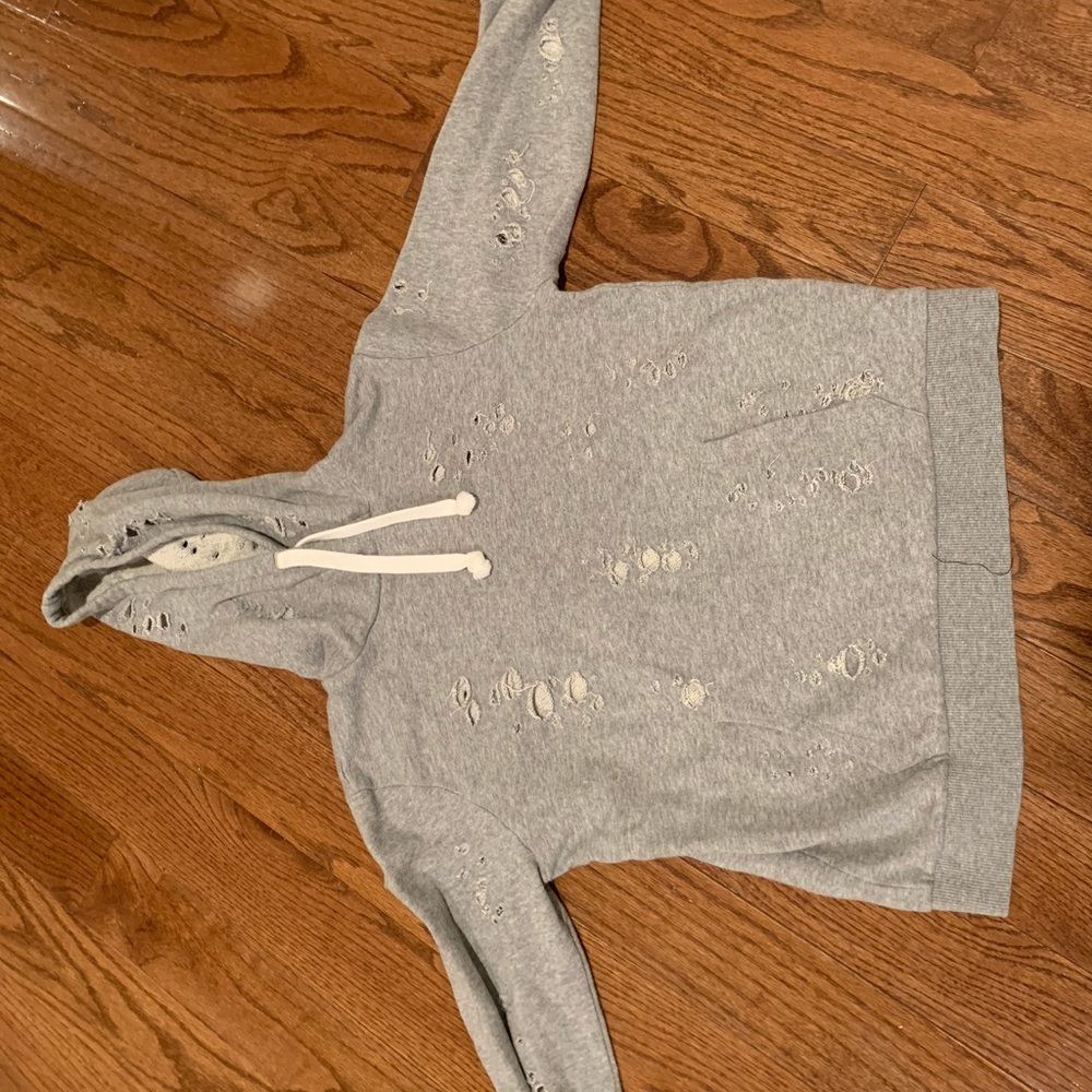 KatieJ NYC distressed grey hoodie, Girls size XL, size 14